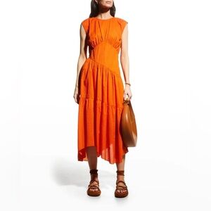 Frame Gathered Seam Midi Dress - M